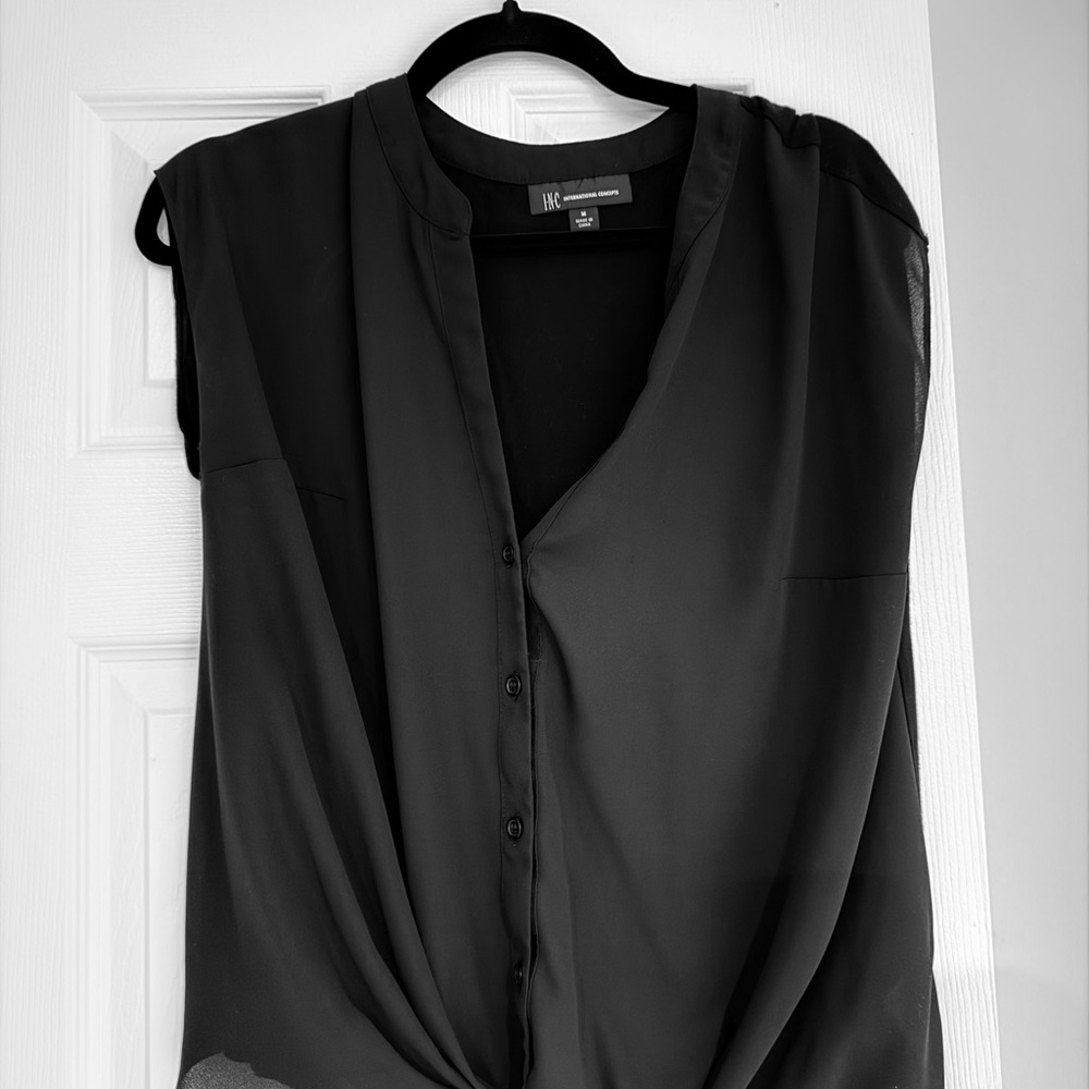 INC International Concepts Black Blouse